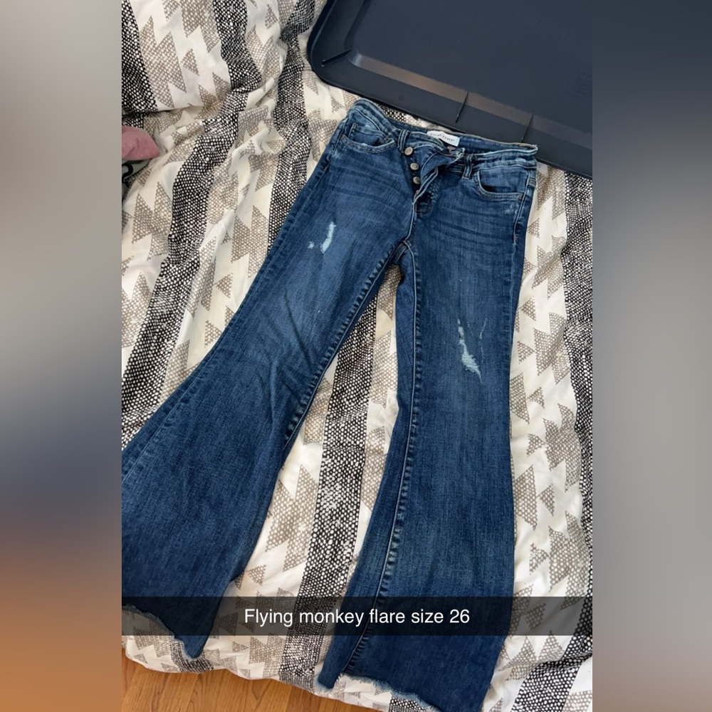 Flying monkey flare jeans